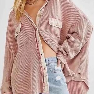 Free People One Scout Jacket Pink size Small